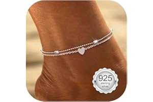 CASSIECA Cavigliere da Donna, Cavigliera Donna Argento 925 Cavigliere Donna Regolabili Cavigliere Argento per Donne Ragazze Stratificate Cavigliere Argento Cavigliere Impermeabili Gioielli Spiaggia