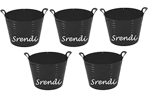 Easy Shopping 5 x 14 Litre Flexi Tub Garden Home Flexible Colour Rubber Storage Container Bucket Polyethylene Flex Tub- MADE IN U.K. (Black)