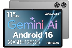 SVITOO Tablet 11 Zoll mit Hülle, Android 16 System mit Gemini AI, 20GB RAM + 128GB ROM (erweiterbar auf 1TB), 90Hz Display, Unisoc T7250 Octa Core, 13MP + 8MP Kamera, Face ID, Widevine L1, 8800mAh, GPS