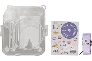 VIKYE Ochronny Przezroczysty Rękaw do Aparatu Fotograficznego Fujifilm Instax Mini 12 Instant Film, Przezroczysty futerał na PC z naklejką, Regulowane Paski na ramię, Przechowywanie