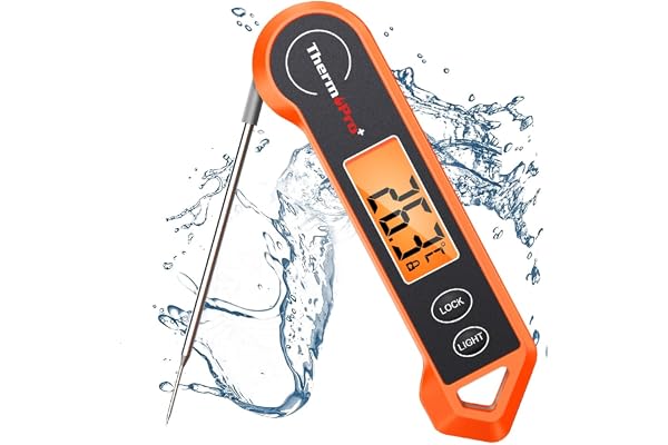ThermoPro TP19H Thermomètre Cuisine Numérique pour la Cuisson avec Rétro-éclairage Ambidextre, Etanche Cuisine Alimentation BBQ Grill Huile Fry Bonbons Lecture Instantanée