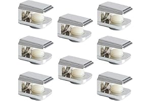 Sayayo Reggimensola Vetro Morsetto Staffe per Mensole in Vetro per Ripiani in Legno di Spessore 5-8MM, Cromo Lucido Lega di Zinco, 8 Pezzi