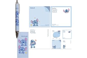 WOPIN Lot de 150 notes adhésives de dessin animé, mini notes autocollantes super adhésives pour cadeaux d'enfants, 1 stylo inclus, mémos pour l'école à la maison et le bureau