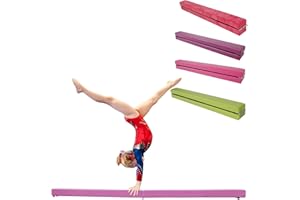 U`King Folding Gymnastic Leather Balance Beam,Gymnastics bar 2.1m/220 lbs Faux Suede Folding Gymnastics Training Balance Beam for Home Gym Training Exercise Sports