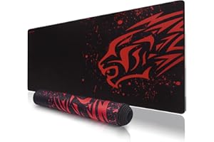 excovip Tapis de Souris XL antidérapant pour Souris - Surface Lisse - pour Ordinateur - Bords Cousus - Noir et Rouge - 800 x 300 x 2 mm - 9192