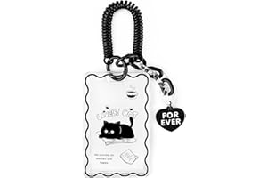 DHWEKU Photocard Holder, Clear Black Cat Acrylic Card Sleeves, Picture Frames, Top Loaders for Cards, Photocard Holder Keychain, Cute Design,Album