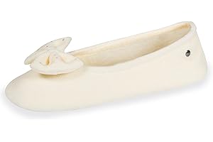 Isotoner Chaussons Ballerines Femme Ultra Confortables, Semelle en Cuir, détail Grand nœud