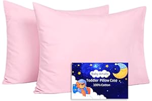 BABY AMABC Lot de 2 taies d'oreiller pour lit de bébé, housse de coussin pour garçons et filles, taie d'oreiller de 40 x 60 cm pour enfants, paire de taies d'oreiller avec fermeture d'enveloppe (rose)