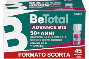 Be-Total Advance B12 Integratore Alimentare Con Vitamina B12, per fornire un sostegno in caso di stanchezza fisica e mentale dopo i 50 anni, 3 x 15 Flaconcini