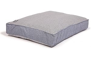 Danish Design Nautical Maritime Removable Cover Blue/Cream Denim Look Stripe Box Dog/Puppy Duvet Bed Cover Medium