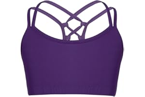 MSemis Fille Débardeur de Sport Gilet Brassière sans Armature Haut de Danse Sport Gymnastique Fitness Musculation Haut de Bain Sportswear Dancewear pour Enfant 4-14 Ans