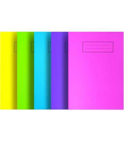 Silvine A4 Bright Exercise Notebooks - 80 Pages, 75gsm Lined Paper, Pack Of 10 Assorted Colors