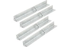 TRIBECCO Lot de 4 ancrages d'angle à sceller dans le béton - 500 x 45 x 45 mm - Ancrage au sol en acier plat galvanisé à chaud renforcé avec acier ondulé - Pour tours de jeu, balançoires, maisons sur