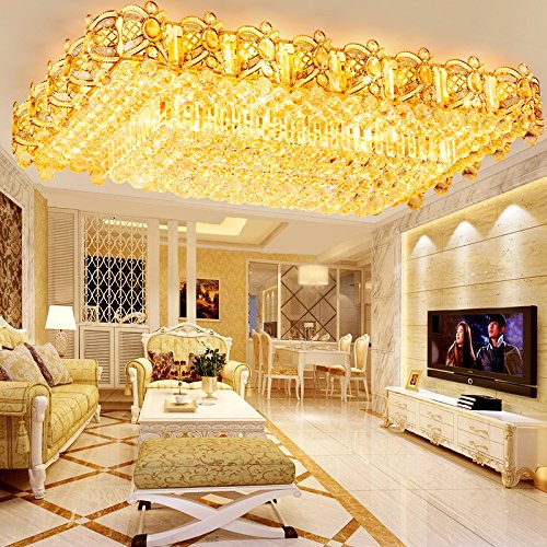 Preisvergleich Produktbild Kreative Crystal Light Continental Gold runden Kristalllampe Schlafzimmer Luxus-Wohnzimmer Decke mit LED-Fernbedienung Schaltnetz 50-125w dekoriert