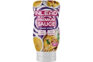 INLEAD - Premium Sauce - Light Sauce | 80% weniger Kalorien & 90% weniger Zucker | Perfekt Zur Diät | Kalorienarme Ernährung | Vegan | Glutenfrei | Laktosefrei - 350ml (Curry Style)