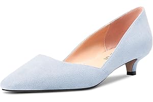 HEUIVZAR Pumps de Mujer Cuadrada Punta Bajos Gatito Heel Slip-on Ante Casual Confort Dress Zapatos 3.5 CM