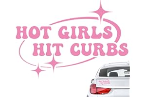 Jiayaus Adesivi per auto, adesivi per auto Hot Girls HIT CURBS, divertenti adesivi per auto per guidatori alla moda, resistenti alle intemperie, graziosi adesivi per auto (rosa)