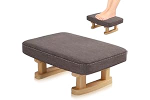 ‎DUSCDESP Duscdesp Fußhocker mit Holzfüßen, Fußbank Holz mit Gepolstertem Sitz Fusshocker aus Leinenstoff, Couch Polsterhocker Sofa Sitzhocker Pouf Kleiner Hocker für Wohnzimmer Schlafzimmer Büro (Dunkelgrau)