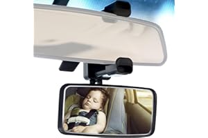 Hshenjhu Miroir Voiture Bébé, Incassable Retroviseur Voiture Bebe,360° Rotation Réglables avec Sangle à Boucle Réglable,Sécurité des Enfants pour Convient à Tous de Voitures Essentiel Jeunes Parents