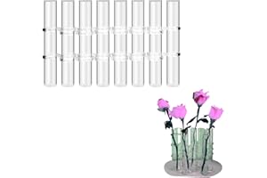 LIKEUDO 18cm Hinged Flower Test Tube Vase - Glass Tube Transparent Hydroponic Terrarium for Flowers(8 Tubes Same height)