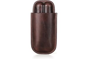 ‎HIRAM Hiram Zigarrenetui für 2 Zigarren, echtes Ölleder, leicht zu tragen, langlebiger Reisehumidor für Männer (Braun)