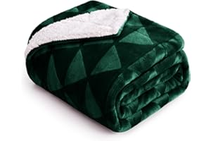 Exclusivo Mezcla Sherpa Fleece Throw Blanket, Reversible Velvet Plush Throw and Blanket Ultra Soft and Warm, Throw Blanket for Sofa Couch Bed, 127 x 178 CM, Forest Green Blanket