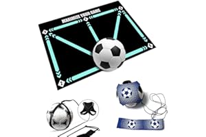 MCHERRY Football Training Mat - Soccer Mastery Skills Mat 90x60cm for Dribble, Ball Control & Stress Relief | Football Gifts for Boys, Kids,Girls, Footstep Training Mats and a Ball toss belt
