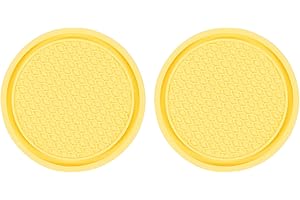 sourcing map 2pcs Car Cup Coasters Universal PVC Car Cup Mats Non-Slip Cup Holder Insert Coasters Car Interior Accessories, Yellow