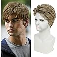 QUEENTAS Mens Wig Short Blonde Hair Wigs for Men Full Head Artificial Handsome Men's Wig Synthetic Diwali Halloween Natural Hair Wigs