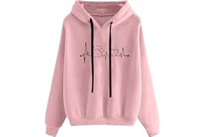 riou Sudaderas Mujer con Capucha Baratas Anchas Chica Impresión Top Suéter Mujer Tallas Grandes Camiseta con Bolsillo Deportivos Pullover Moda Originales Otoño e Invierno