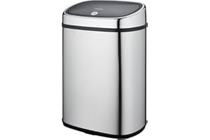 KITCHEN MOVE Poubelle de cuisine push 50L CITY en acier Inox avec cerclage Ouverture par simple pression