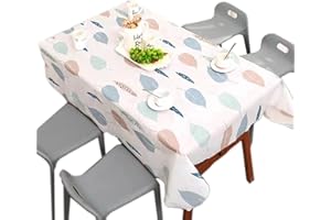 ramoni Pvc Table Cloth,180 * 137cm Leaf Tablecloth PVC TableCloth Plaid Wipeable Tablecloth Rectangular, Resistant,Waterproof,Oil-proof Gingham Table Cover for Outdoor Picnic Party Dinner