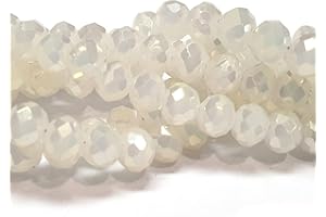 PERLIN Cuentas de cristal checo, de cristal CZ de Bohemia, redondas, facetadas, 4/6/8/10 mm, nacaradas blancas, 4 x 3 mm