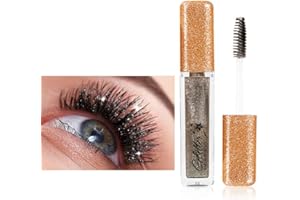 Hocossy Mascara scintillante colore impermeabile, diamante colorato perlescente glitterato, mascara affascinante a prova di sbavature, trucco occhi scintillanti (Black)