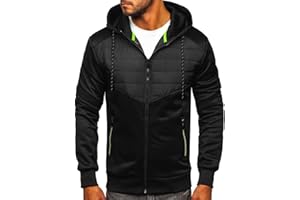 BOLF Hombre Chaqueta guateada de Entretiempo con Capucha Cierre de Cremallera Cuello alto Cazadora Ropa de Abrigo Plumas Bomber Fitness Outdoor Básico Estilo Deportivo Mix 4D4
