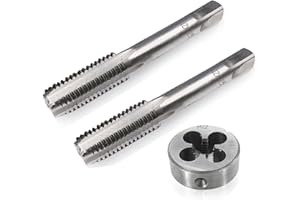 OTHMRO M12 x 1.25mm Metric Tap and Die Set, Thread Screw Tap and Round Threading Dies Straight Fluted Fine Thread Tap and Die Kit Right Hand Threading Tapping Tools for Repair 3pcs