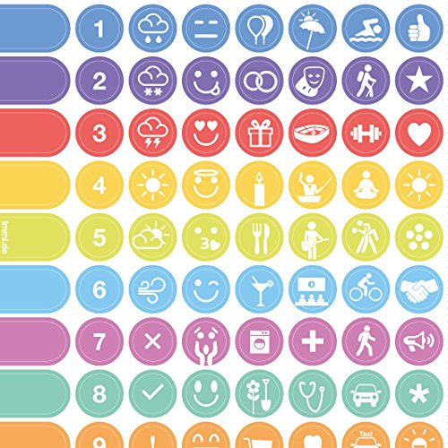 3 Stck. Organizer-Aufkleber für Wochenplaner, Wandplaner und Notizbücher mit Icons für jeden Anlass (Alle Zeichen)