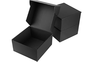 Hotyin Gift Boxes 10 Pack, Cardboard Gift Boxes with Lid 20.5 x 20.5 x 10.3 cm, Easy Assemble Corrugated Boxes for Presents, Wrapping, Mailing, Parties, Birthdays, Holidays (Matte Black)