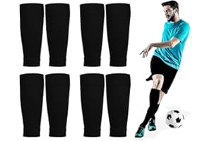 PUERFOCA 4 Pares Fútbol Espinilleras Calcetines, Mangas Protectoras de Pantorrillas, Mangas Elásticas Altas Calcetines de Fútbol para Espinilleras, Medias elásticas Calcetines para Entrenamiento y Competición