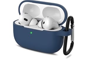 YLK Custodie per AirPods Pro 2 Cover, Silicone Custodia Antiurto Accessori per Airpods Pro 2 Generazione, con Moschettone (Blu scuro)