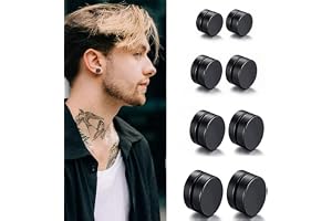 BAHME 4 par Iman örhängen för män, falska örhängen, magnetiska rostfritt stål, örhängen för män, klämmor, utan hål, svart 6/8/10/12 mm, magnetörhängen för män och kvinnor