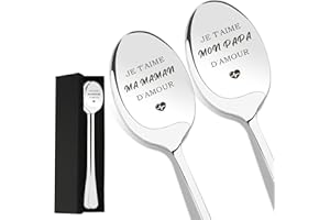 HISXIERNG Cadeau Noel Pour Maman Papa Cuillere a Cafe Cadeau Fête Des Mères Cadeau Maman Cadeau Anniversaire Maman Cadeau Papa Cadeau Anniversaire Papa Cadeau Fete Des Peres Cadeau Fête Des Pères