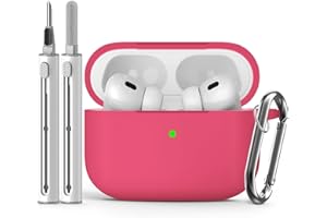 Inesore Compatible with Airpods Pro 2nd/1st Cases Cover,Silicone Protective Case for Apple Airpods Pro 2nd/1st Generation Charging Case with Keychain and Cleaner Pen,for Women Men (Rose Pink)