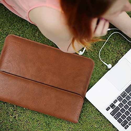 Fintie 11-12 Zoll Tasche – Kunstleder Hülle Schutzhülle Sleeve Wallet Case Aktentasche mit Karten-Slot für Microsoft Surface 2017 Neue Modell, Microsoft Surface Pro 4 / 3, Surface 3, Lenovo Yoga Book 10,1 Zoll, MacBook Air 11 / MacBook 12 Notebook Laptop Bag, Braun - 7
