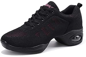 CERYTHRINA Zapatillas de Deporte Jazz para Mujeres Zapatos de entrenamiento de Danza de Danza de Caminar Deportiva de Zumba Athletic con Cordones de Malla de Cojín de Aire Fitness Mujer Sneakers