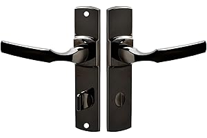 Vachette Ensemble de Poignée de Porte sur Plaque ARTIS - Version à Condamnation pour Porte de WC, Salle de Bain - Entraxe 165 mm - Matériau Zamak Résistant - Garantie 10 Ans - Finition Diamant Noir