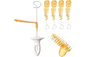 Aobuviou Potato Spiral Cutter Stainless Steel Chip Cutter Tornado Potato Slicer Reusable Manual Potato Tower Cutter Twisted Potato Slicing Knife for Coring and Hollowing Out Zucchini Carrot Apple