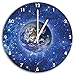 Produktbild Planet Erde im Weltraum, Wanduhr Durchmesser 30cm mit weißen spitzen Zeigern und Ziffernblatt, Dekoartikel, Designuhr, Aluverbund sehr schön für Wohnzimmer, Kinderzimmer, Arbeitszimmer