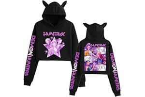 VOULKCO Katzenohren-Sweatshirt Fanmerch Mira Rumi Zoey Huntrix Druck Navel Tops Katze Ohr Sweater Mode Mädchen Sweater Kawaii Casual Langärmel Rollenspiel Hoodie