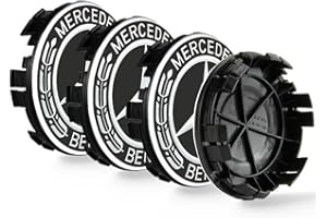 CEVIKNO 4 Stück 75mm Nabendeckel Radnabenabdeckung, Auto-Nabenkappen mit Logo, Aluminium Universal Radkappe- Schwarz